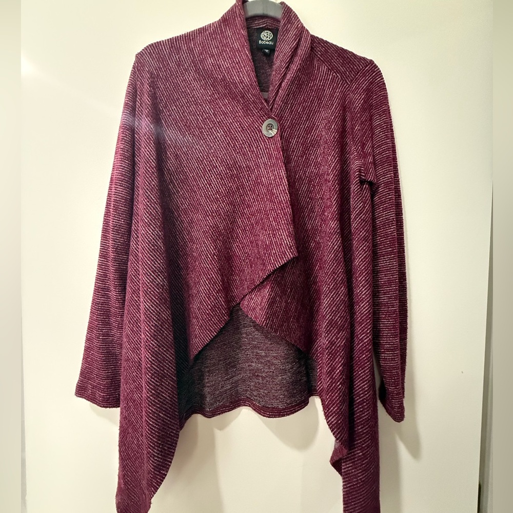 Bobeau Maroon Buttoned Women's Poncho